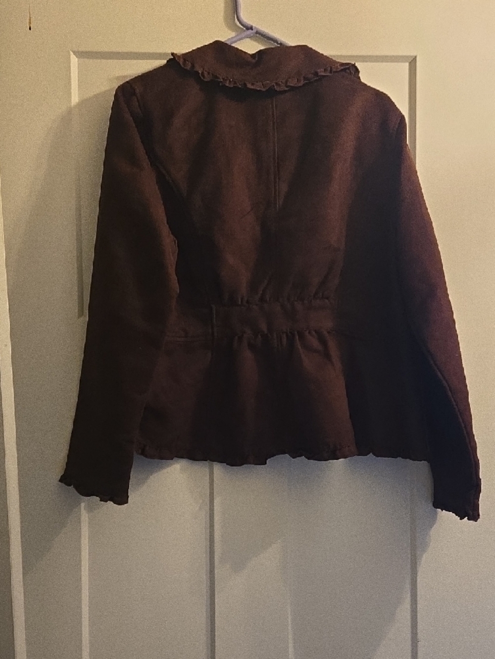 Faded Glory Brown Ruffle-Trim Button Jacket - Picture 3 of 3
